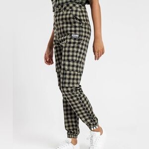 Adidas R.Y.V. Unisex Black and Green Checkered Cargo Pants